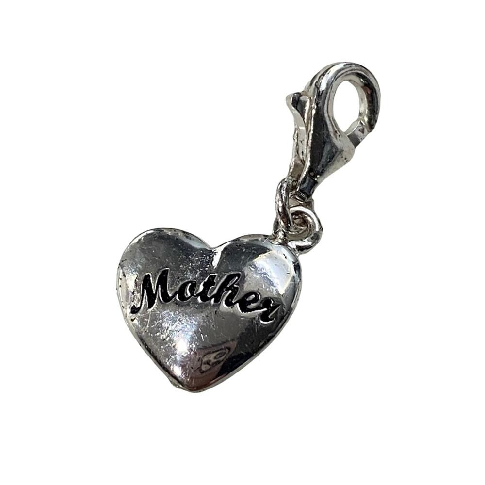 Dainty Sterling Silver heart charm with Mother engraved 925 Mothers Day Gift